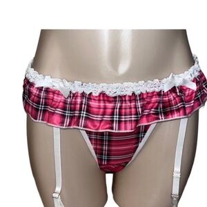 Plaid Pink Garter Lingerie Set